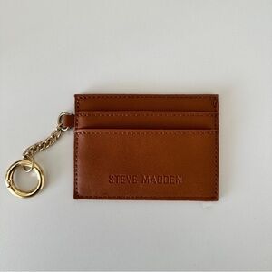 Steve Madden Tan Card Holder with Gold Keychain